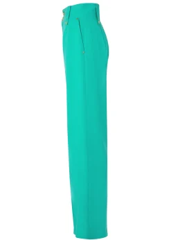 Fashion High Waisted Straight Trouser (Jade Linen) Women Trousers|Tailoring