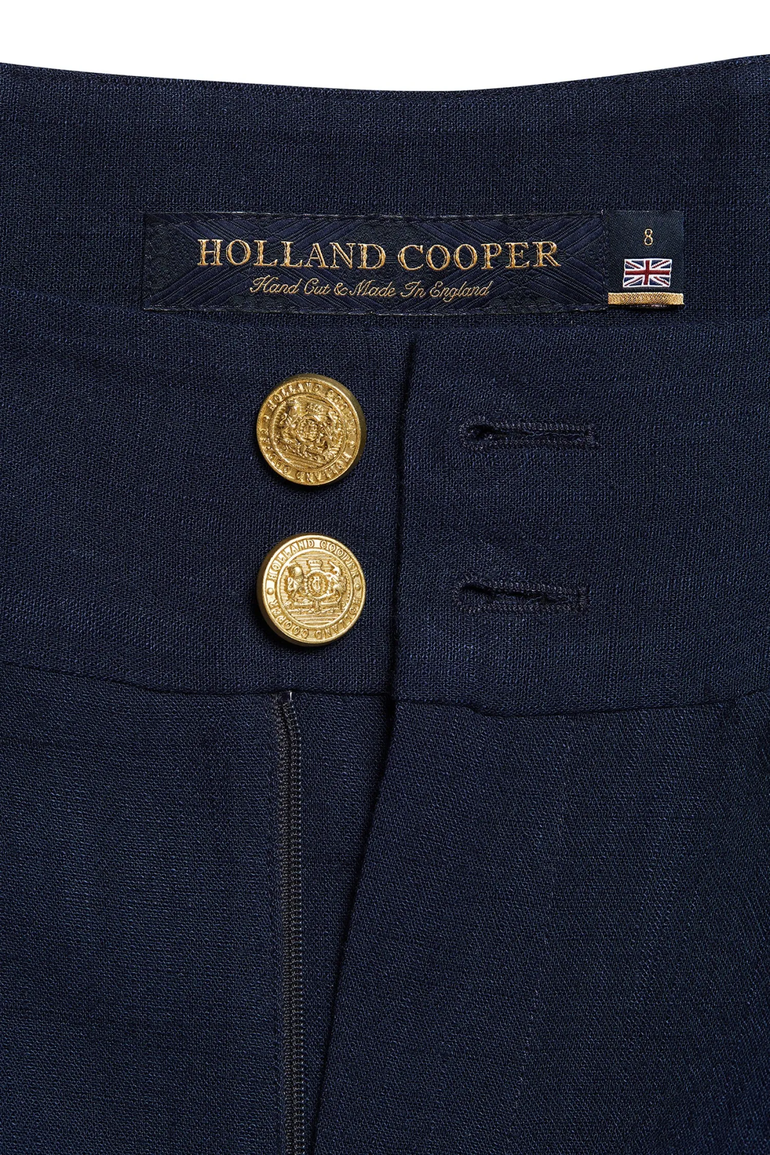 Outlet High Waisted Straight Trouser (Navy Linen) Women Trousers|Tailoring
