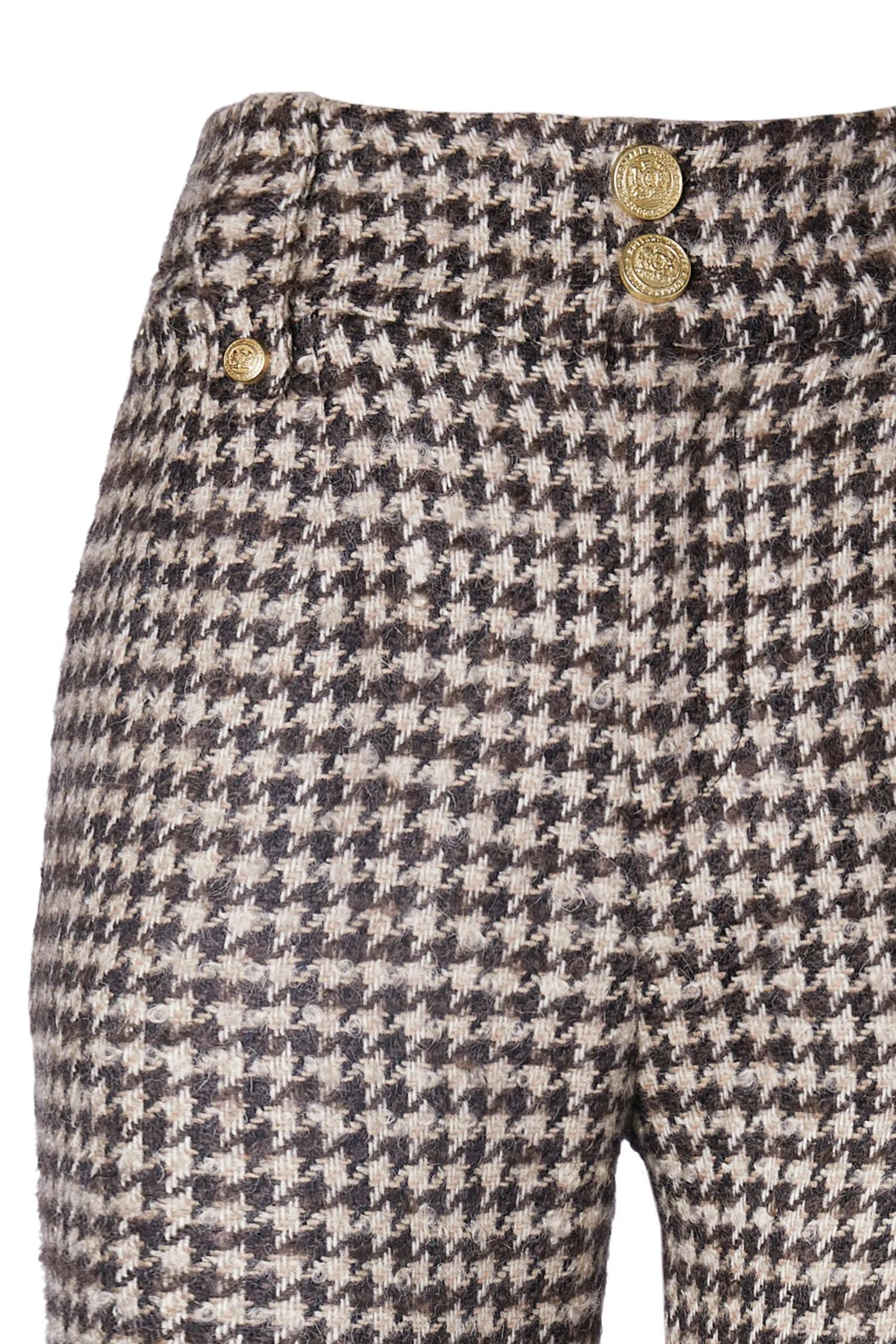 Clearance High Waisted Straight Trouser (Coffee Houndstooth) Women Trousers|Tailoring