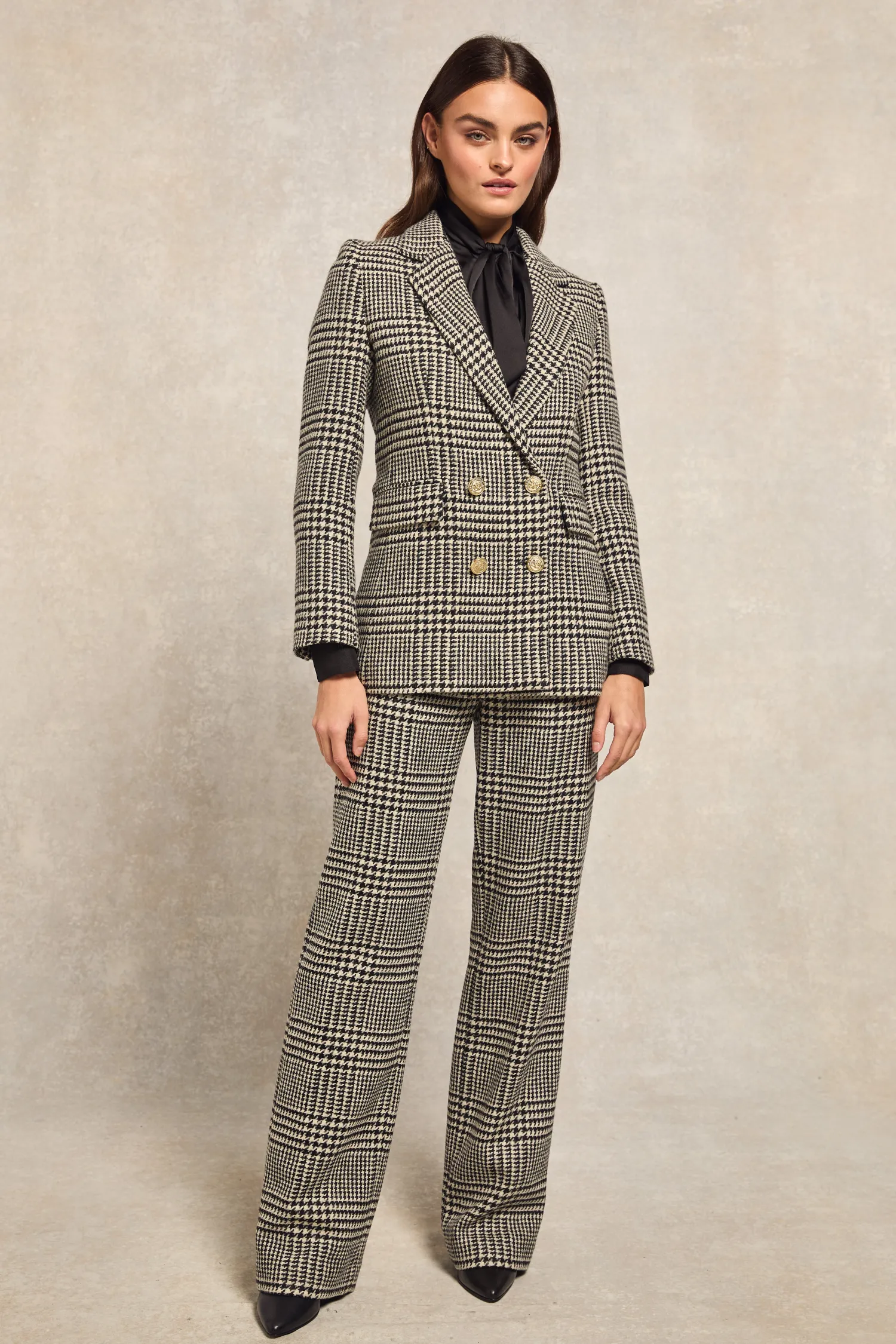 Outlet High Waisted Straight Trouser (Large Scale Prince of Wales Mono) Women Trousers|Tailoring