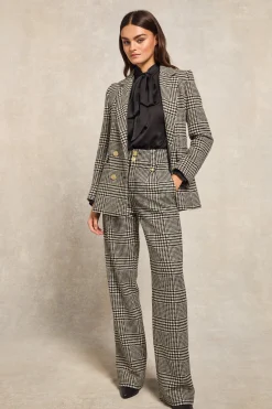 Outlet High Waisted Straight Trouser (Large Scale Prince of Wales Mono) Women Trousers|Tailoring