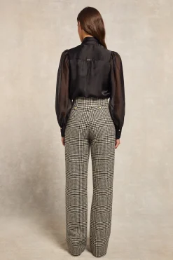 Outlet High Waisted Straight Trouser (Large Scale Prince of Wales Mono) Women Trousers|Tailoring