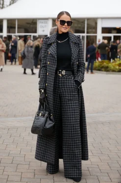 Discount High Waisted Straight Trouser (Large Scale Charcoal Houndstooth) Women Trousers|Tailoring