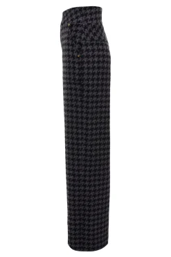 Discount High Waisted Straight Trouser (Large Scale Charcoal Houndstooth) Women Trousers|Tailoring
