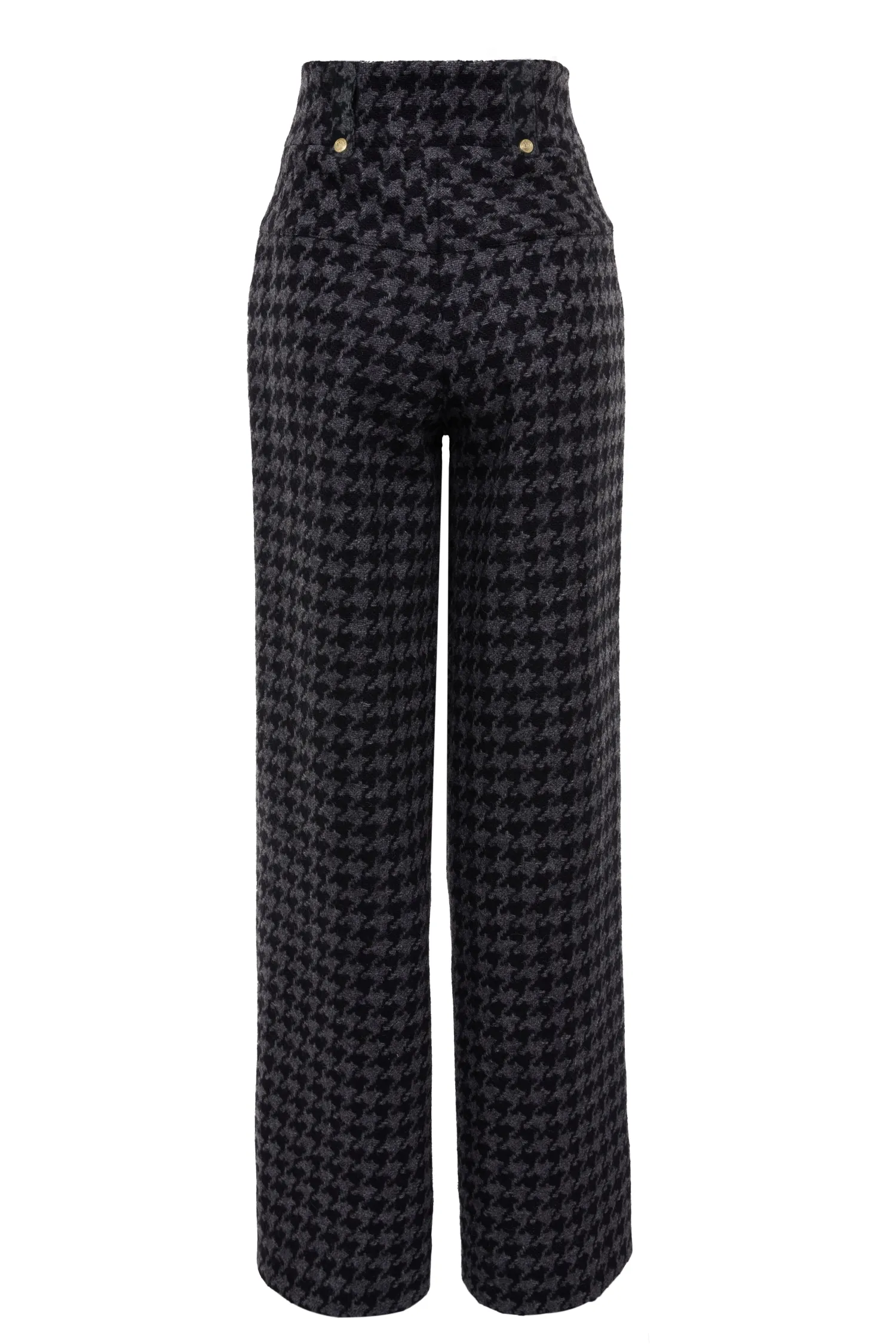 Discount High Waisted Straight Trouser (Large Scale Charcoal Houndstooth) Women Trousers|Tailoring