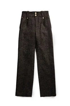 Best High Waisted Straight Trouser (Walnut Herringbone) Women Trousers|Tailoring