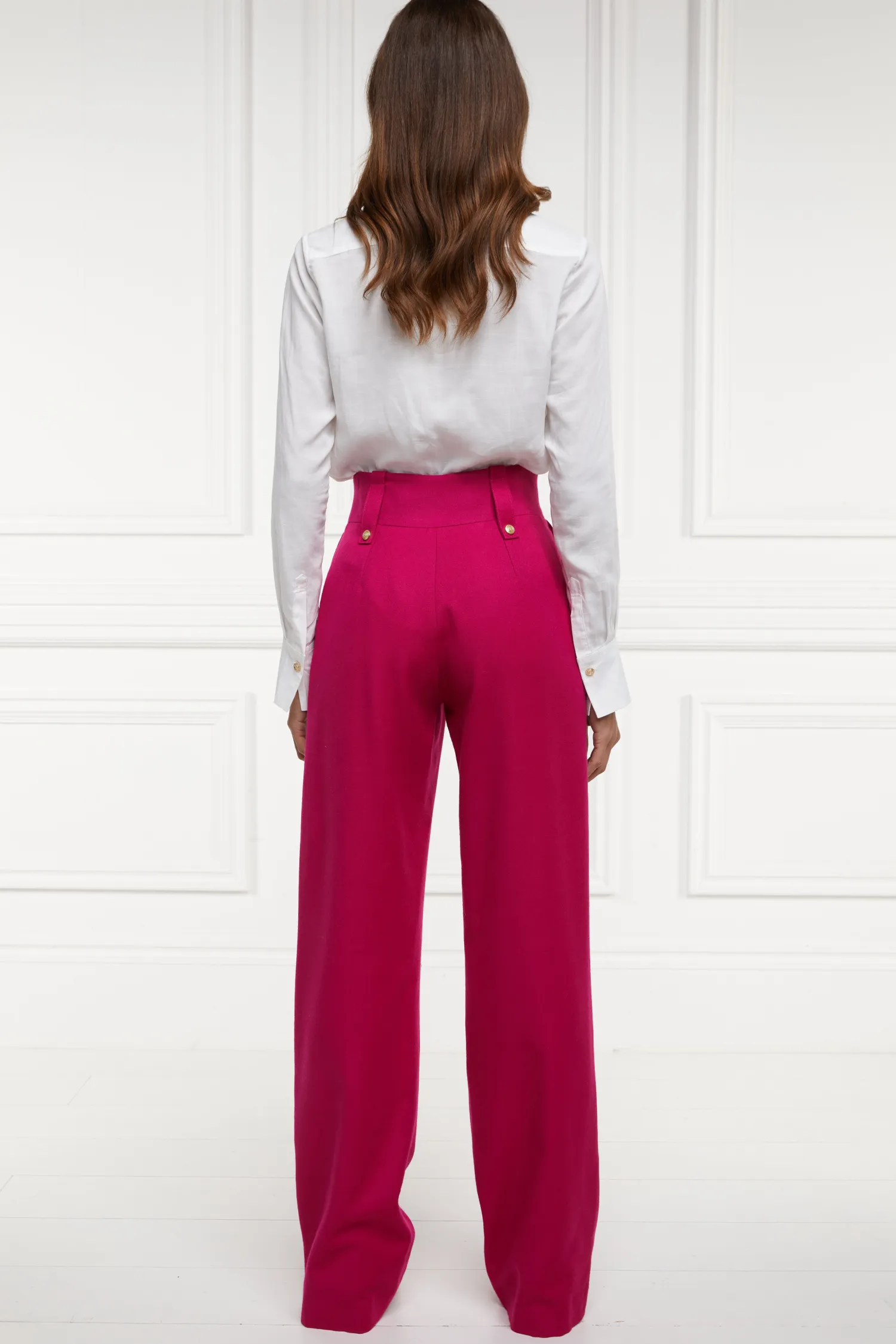 Outlet High Waisted Straight Trouser (Hot Pink Barathea) Women Trousers|Tailoring