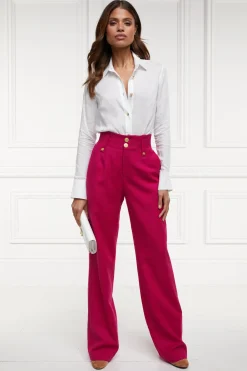 Outlet High Waisted Straight Trouser (Hot Pink Barathea) Women Trousers|Tailoring