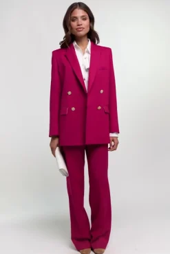 Outlet High Waisted Straight Trouser (Hot Pink Barathea) Women Trousers|Tailoring