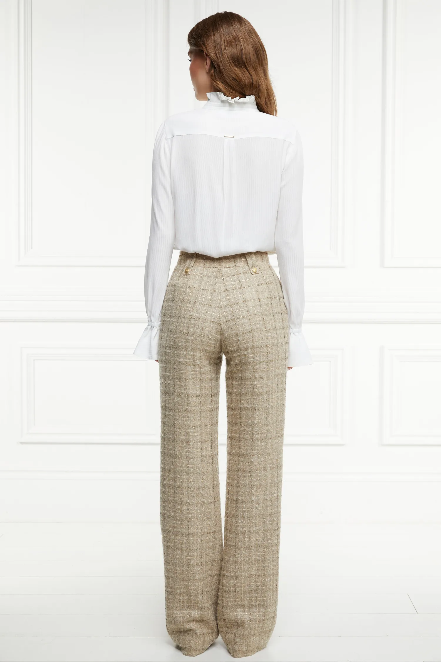 Outlet High Waisted Straight Trouser (Camel Sparkle Tweed) Women Trousers|Tailoring