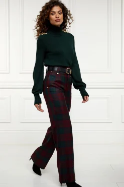 Best High Waisted Straight Trouser (Mulberry Tartan) Women Trousers|Tailoring