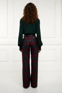 Best High Waisted Straight Trouser (Mulberry Tartan) Women Trousers|Tailoring