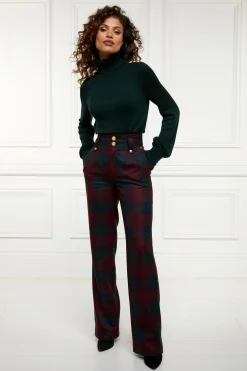 Best High Waisted Straight Trouser (Mulberry Tartan) Women Trousers|Tailoring
