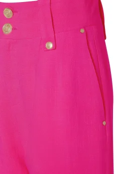 Best High Waisted Straight Trouser (Hot Pink Linen) Women Trousers|Tailoring