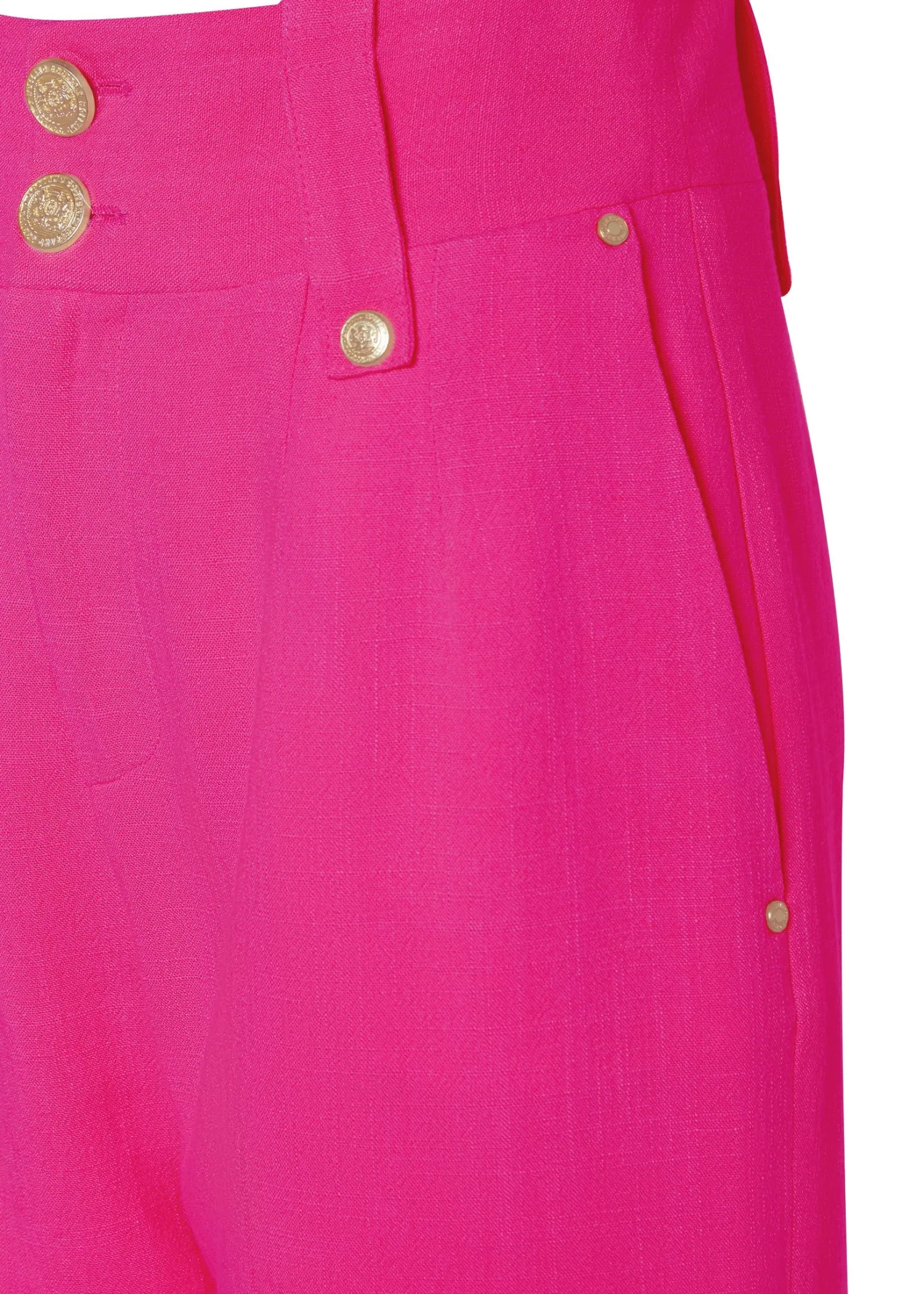 Best High Waisted Straight Trouser (Hot Pink Linen) Women Trousers|Tailoring