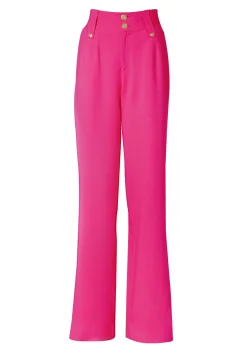 Best High Waisted Straight Trouser (Hot Pink Linen) Women Trousers|Tailoring