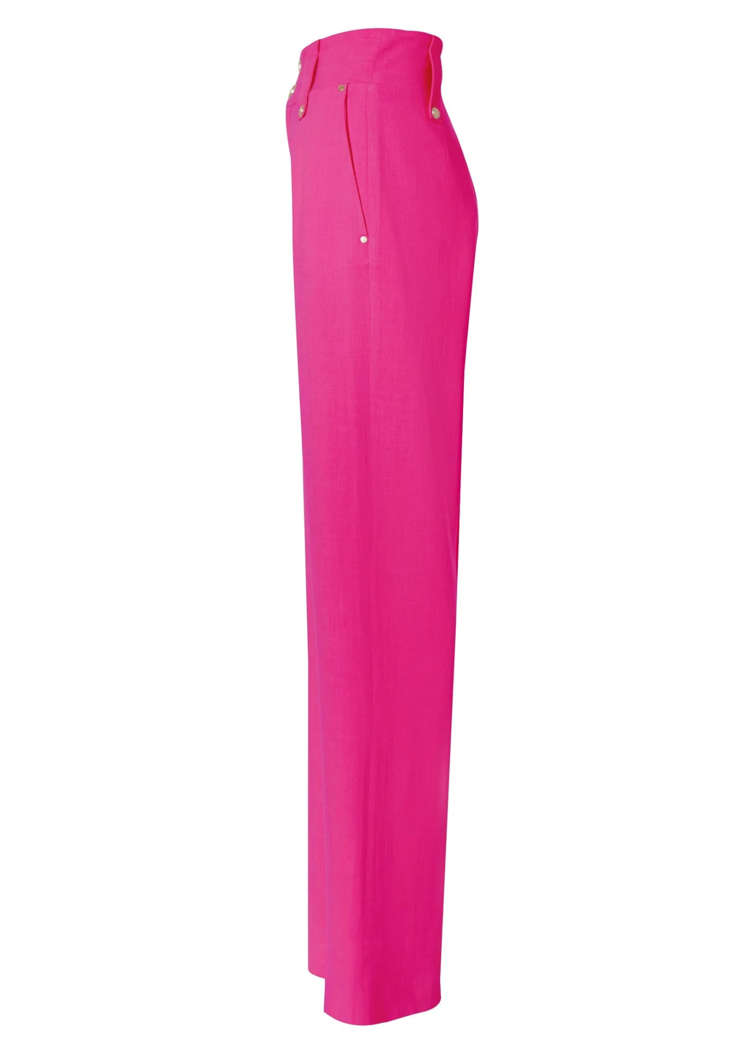 Best High Waisted Straight Trouser (Hot Pink Linen) Women Trousers|Tailoring