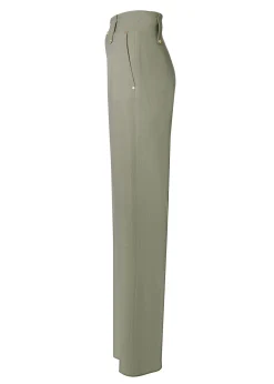 Fashion High Waisted Straight Trouser (Sage Linen) Women Trousers|Tailoring