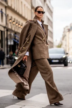 Discount High Waisted Wide Leg Trouser (Large Scale Brown Herringbone) Women Trousers|Tailoring