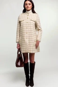 Best Highbury Cape Coat (Camel Houndstooth) Women Capes|Tailoring