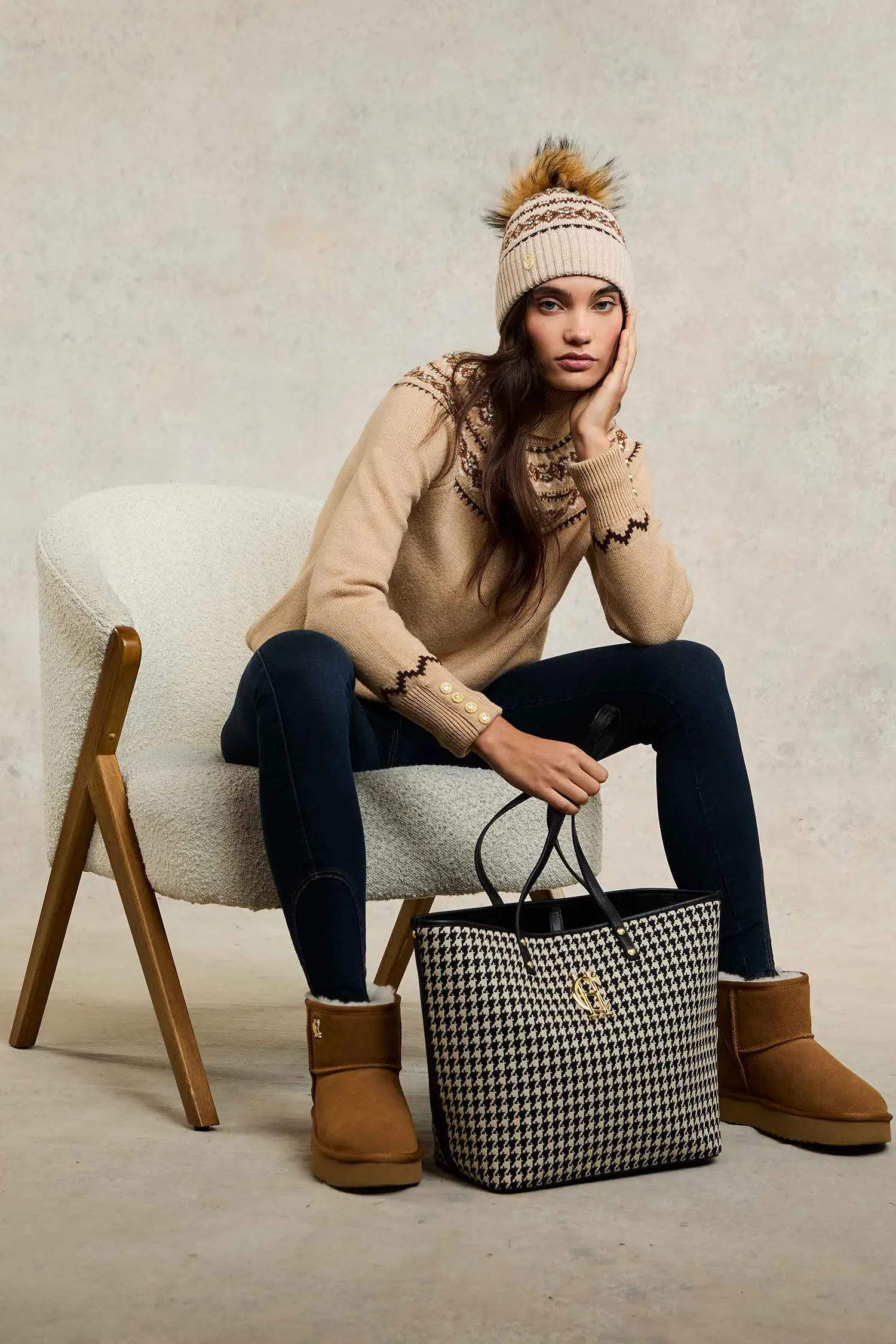 Outlet Jennifer Fairisle Bobble Hat (Light Camel) Women Hats & Headbands|Hats & Headbands