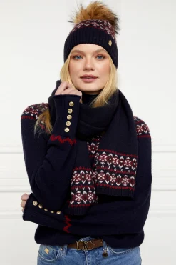 Fashion Jennifer Fairisle Scarf (Ink Navy) Women Scarves|Scarves