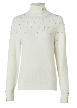 Clearance Kelsie Rib Embellished Roll Neck Women Knitwear