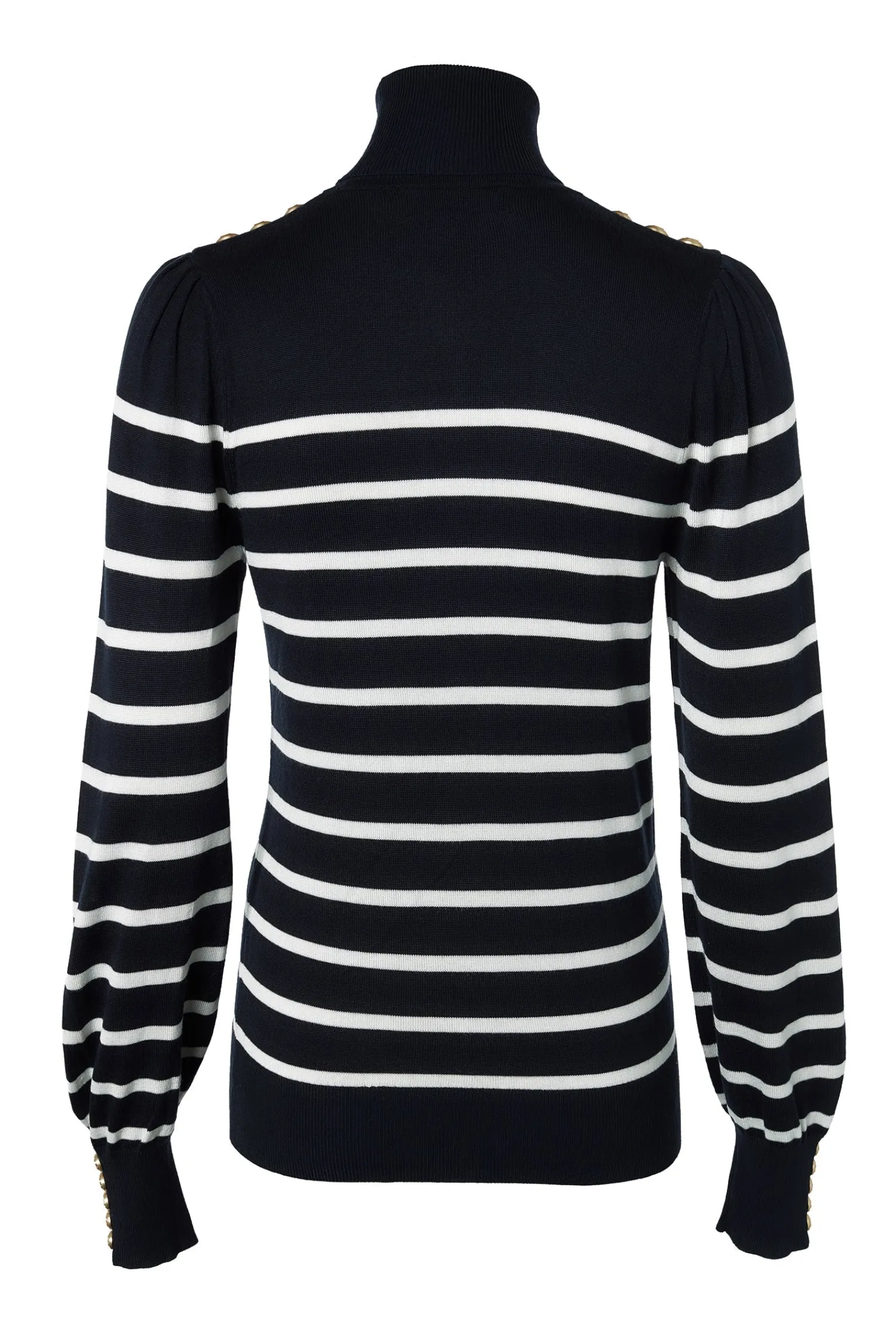 Hot Kelsie Roll Neck Knit (Ink Navy Natural Stripe) Women Knitwear