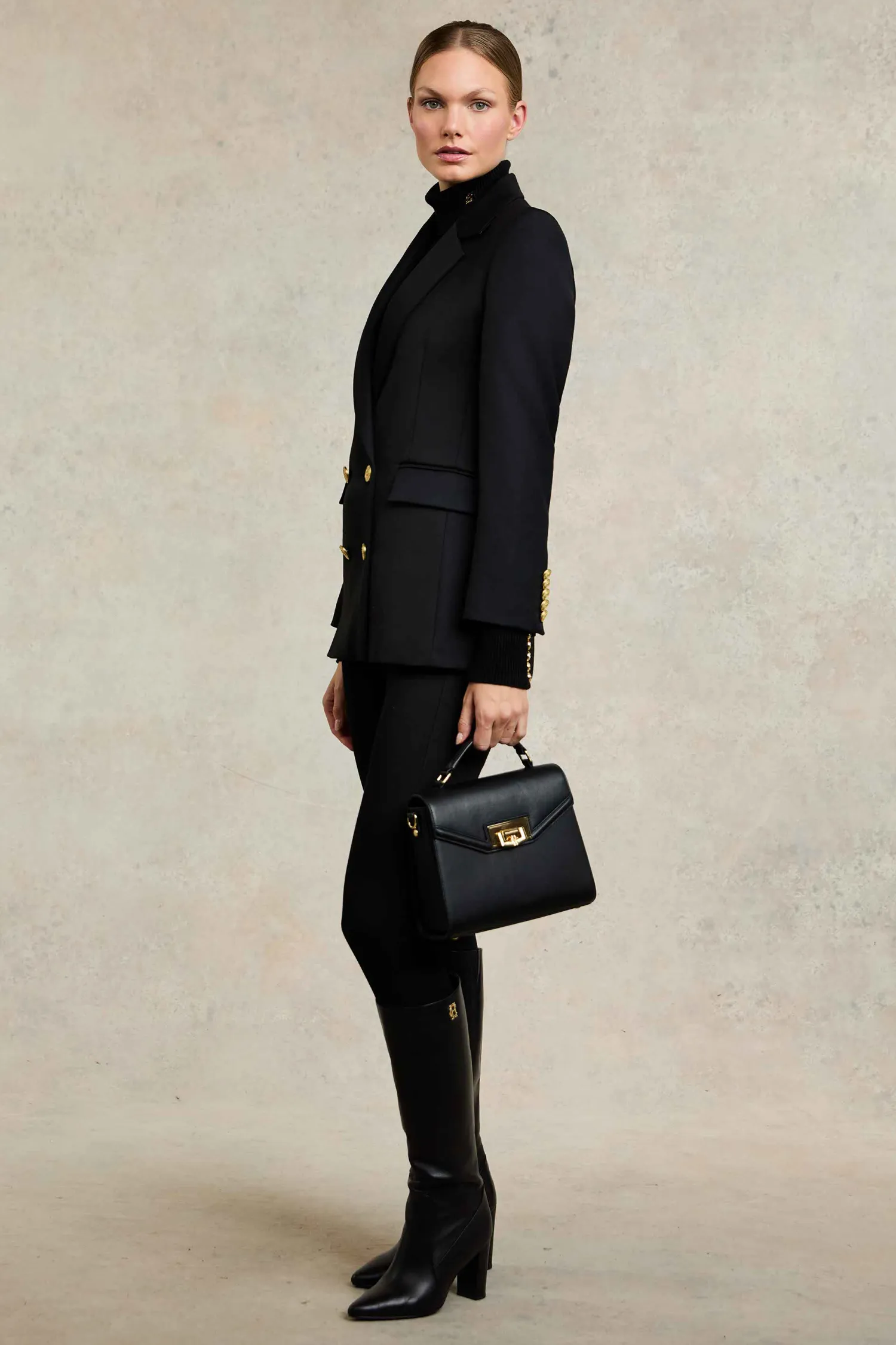 Online Kensington Knee Boot (Black Leather) Women Boots