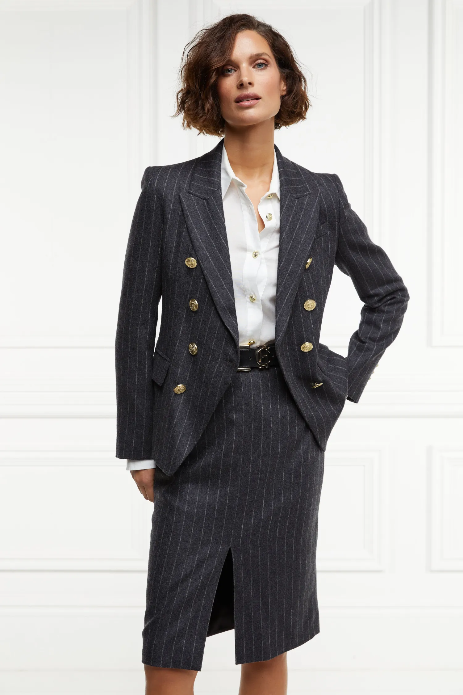 Best Knightsbridge Blazer (Charcoal Pinstripe) Women Blazers|Tailoring