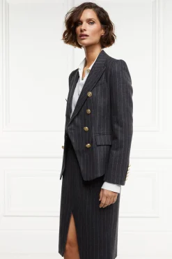 Best Knightsbridge Blazer (Charcoal Pinstripe) Women Blazers|Tailoring