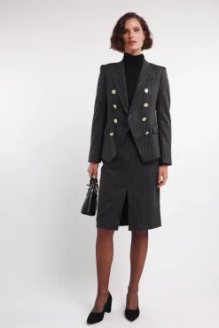 Best Knightsbridge Blazer (Charcoal Pinstripe) Women Blazers|Tailoring