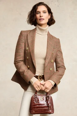Fashion Knightsbridge Blazer (Clarence Check Merlot) Women Blazers|Tailoring