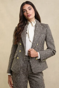 Sale Knightsbridge Blazer (Coffee Houndstooth) Women Blazers|Tailoring