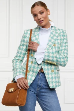 Fashion Knightsbridge Blazer (Large Scale Teal Houndstooth) Women Blazers|Tailoring