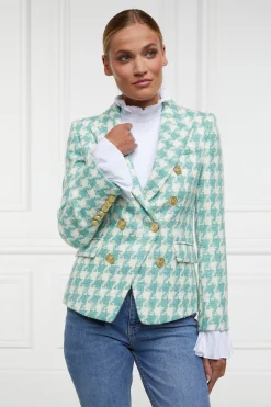 Fashion Knightsbridge Blazer (Large Scale Teal Houndstooth) Women Blazers|Tailoring