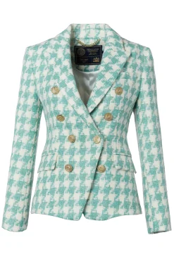 Fashion Knightsbridge Blazer (Large Scale Teal Houndstooth) Women Blazers|Tailoring