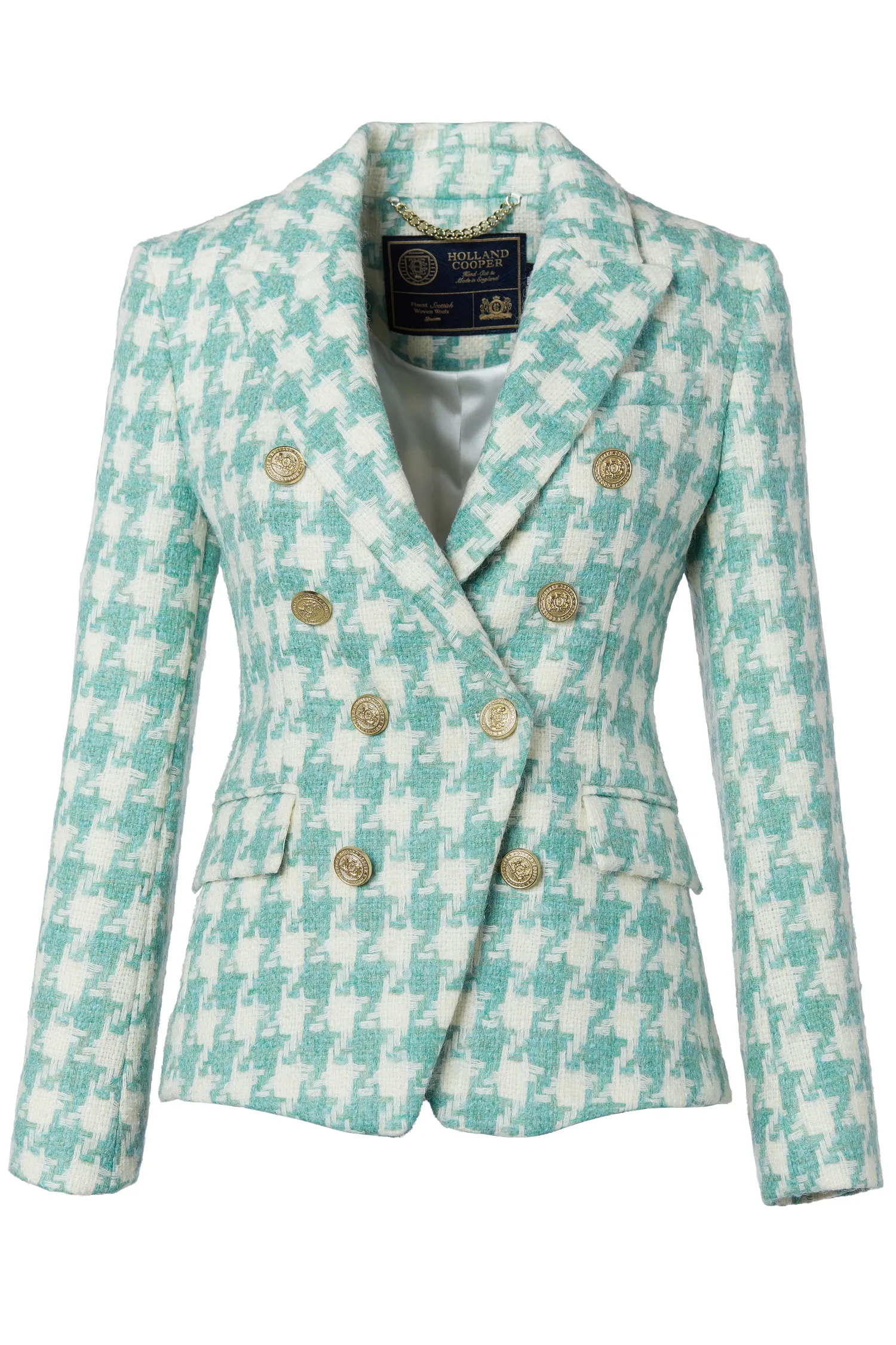 Fashion Knightsbridge Blazer (Large Scale Teal Houndstooth) Women Blazers|Tailoring