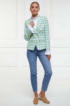 Fashion Knightsbridge Blazer (Large Scale Teal Houndstooth) Women Blazers|Tailoring