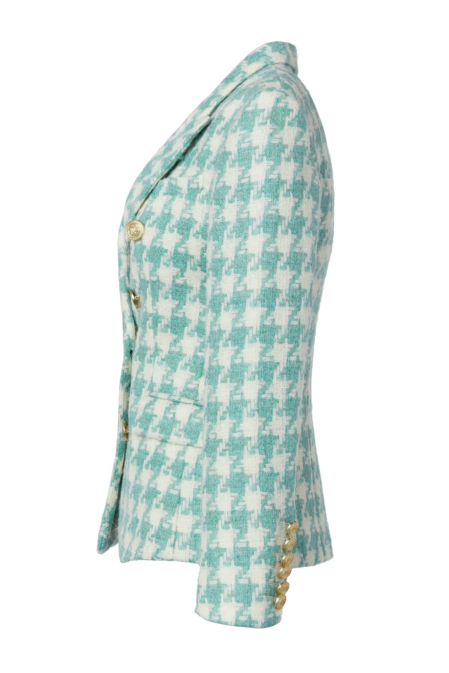 Fashion Knightsbridge Blazer (Large Scale Teal Houndstooth) Women Blazers|Tailoring
