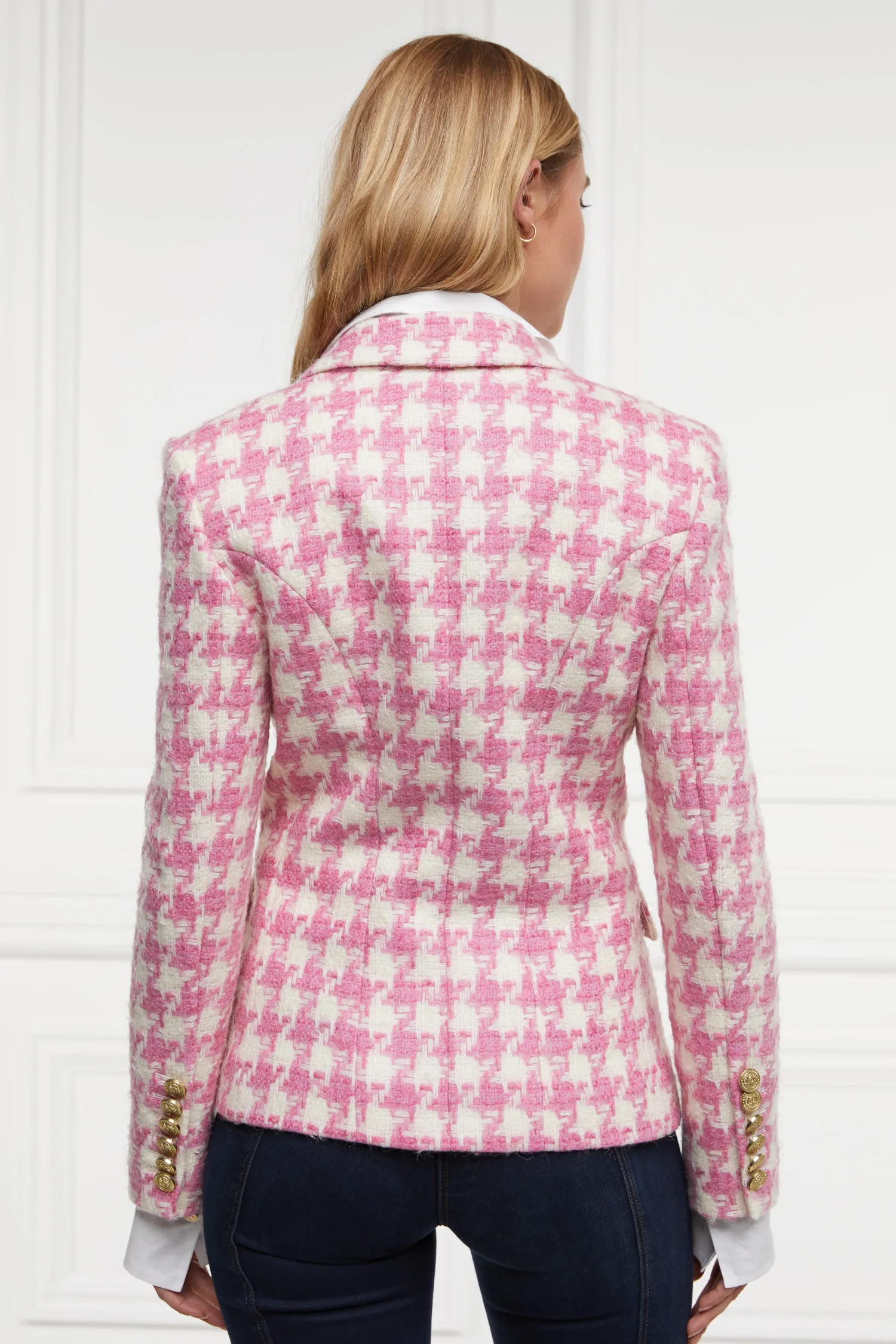 Sale Knightsbridge Blazer (Pink Large Scale Houndstooth) Women Blazers|Tailoring