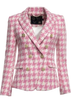 Sale Knightsbridge Blazer (Pink Large Scale Houndstooth) Women Blazers|Tailoring