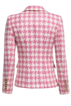Sale Knightsbridge Blazer (Pink Large Scale Houndstooth) Women Blazers|Tailoring