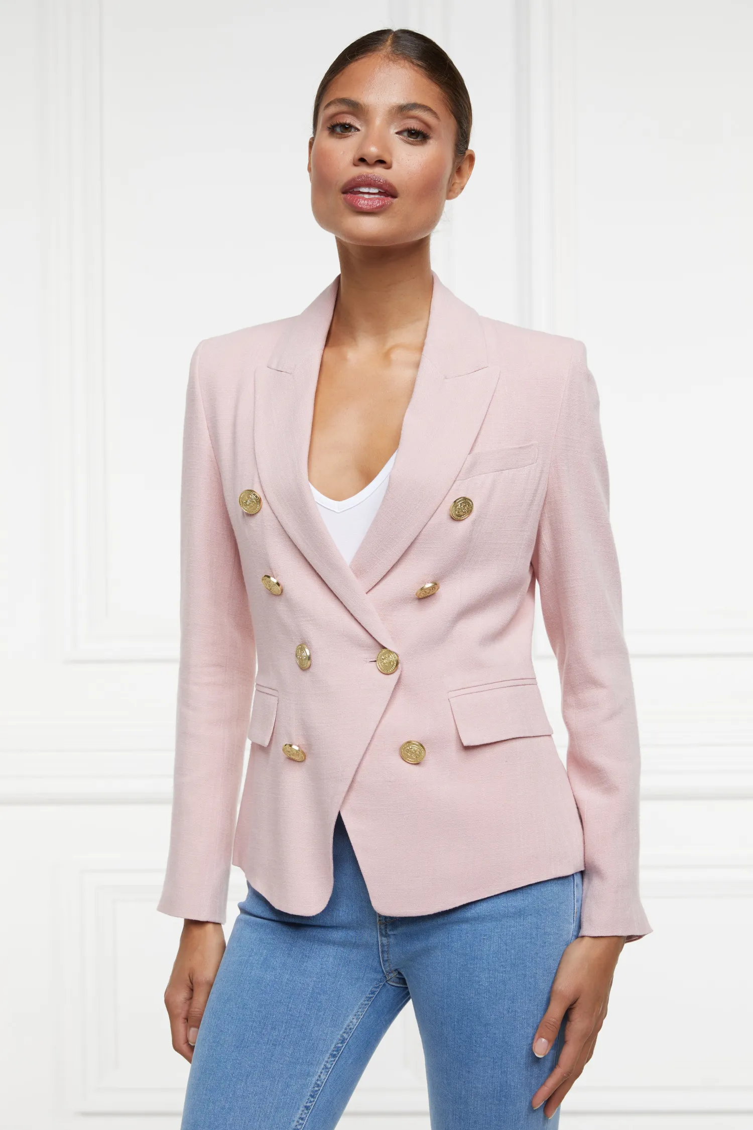Clearance Knightsbridge Blazer (Pink Linen) Women Blazers|Tailoring