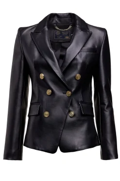 Best Knightsbridge Blazer (Valencia Leather Black) Women Blazers