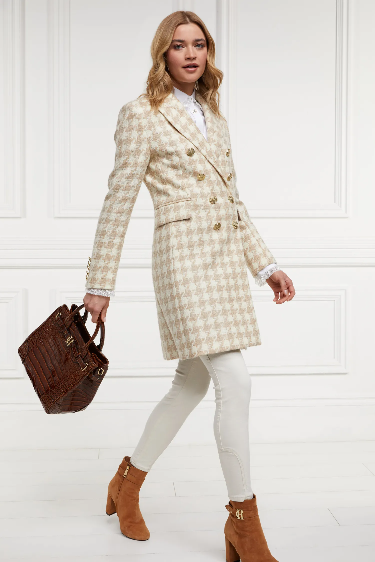 Discount Knightsbridge Coat (Camel Houndstooth) Women Coats|Tailoring