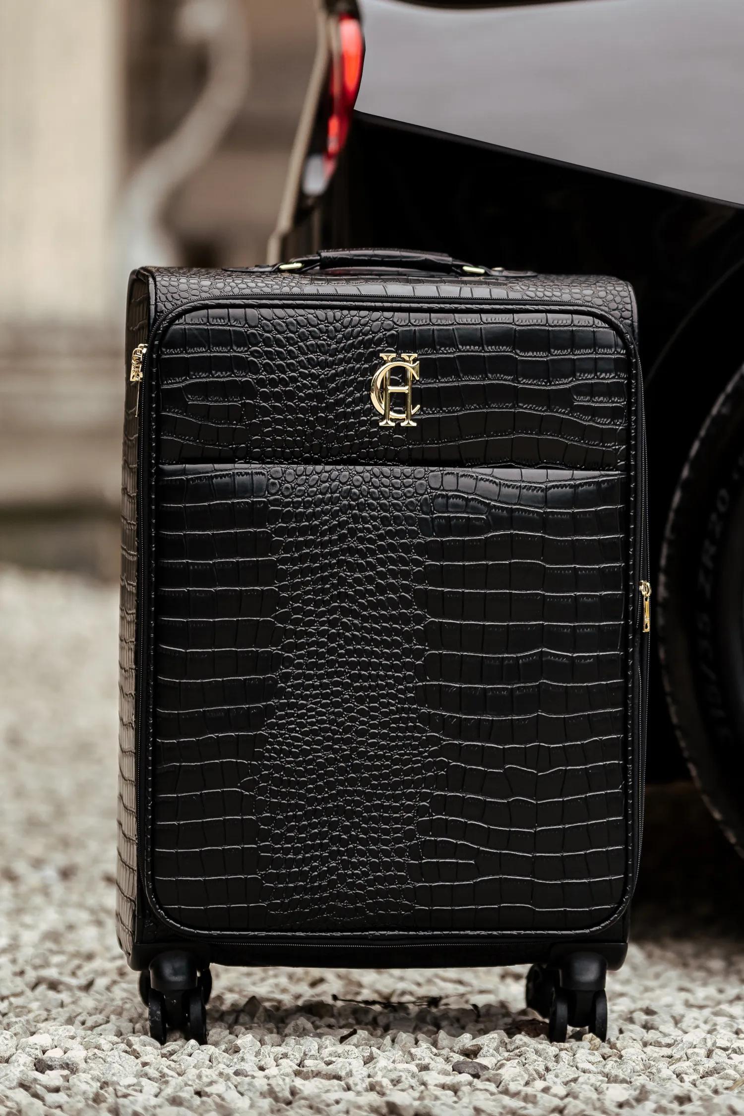 Hot Knightsbridge Large Suitcase (Black Croc) Women Holdalls & Suitcases|Travel Bags
