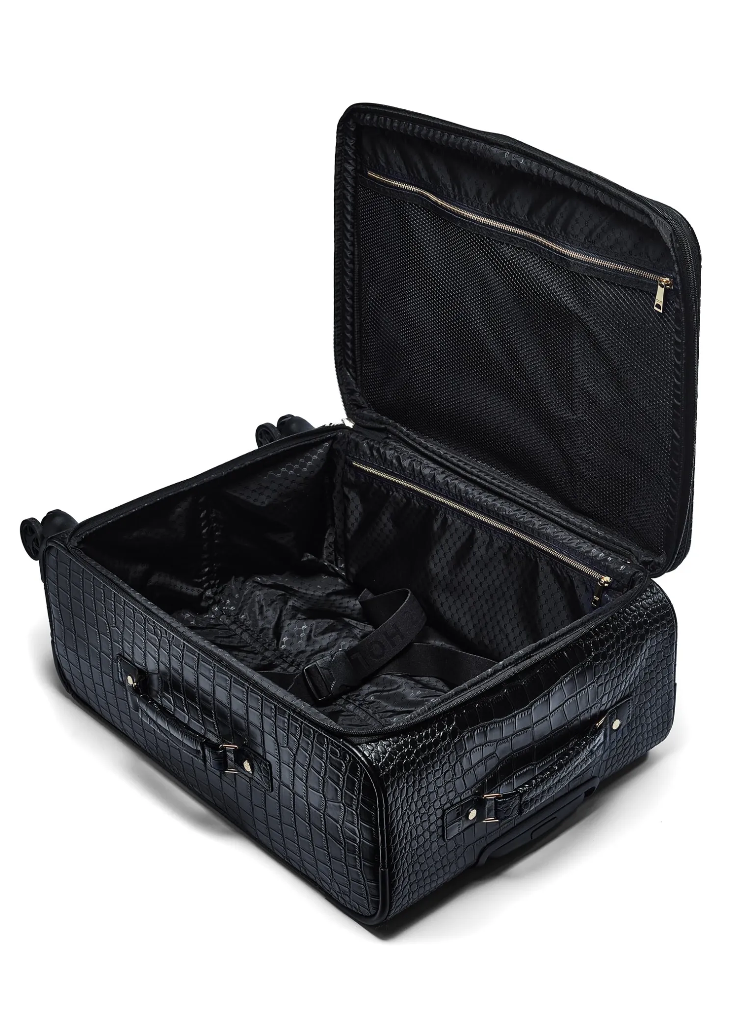 Hot Knightsbridge Large Suitcase (Black Croc) Women Holdalls & Suitcases|Travel Bags