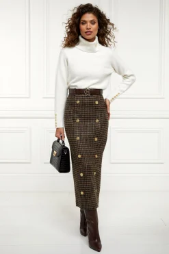 Best Knightsbridge Maxi Skirt (Chocolate Houndstooth) Women Skirts|Tailoring