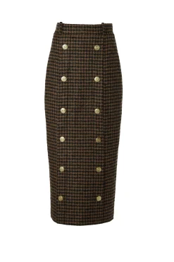 Best Knightsbridge Maxi Skirt (Chocolate Houndstooth) Women Skirts|Tailoring